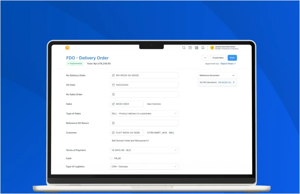 BOSNET Distribution Management System dashboard